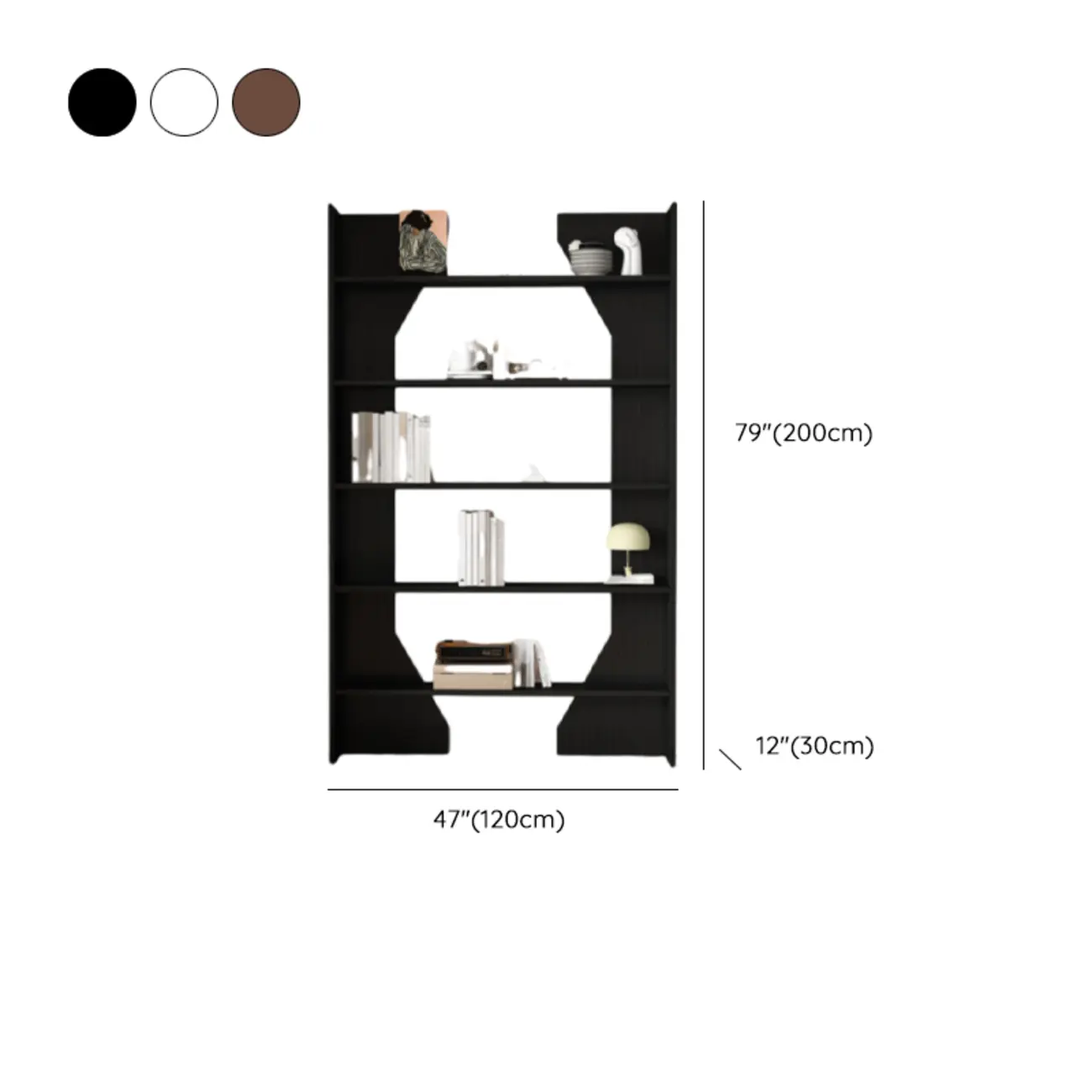 Simple Black Wood 5-Shelf Open Rectangle Bookcase Image - 29 | homeyfad