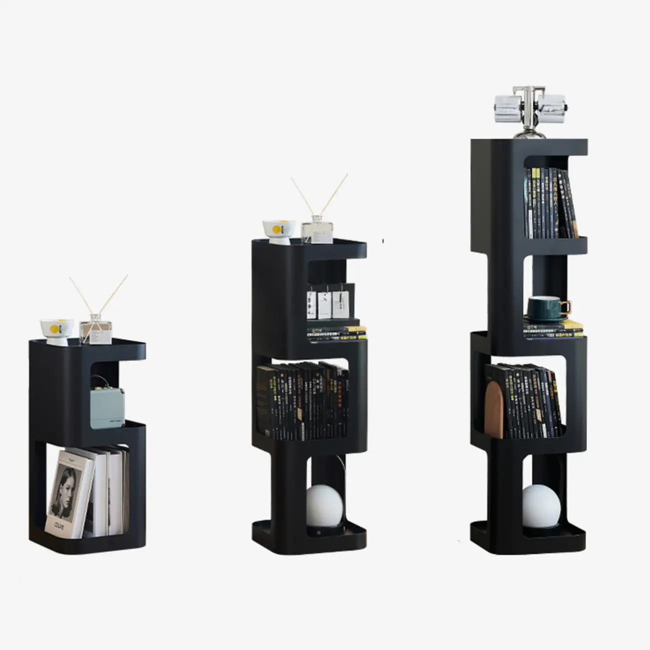 Spatial Art Decorative Black Metal Corner Bookcase Image - 10 | homeyfad