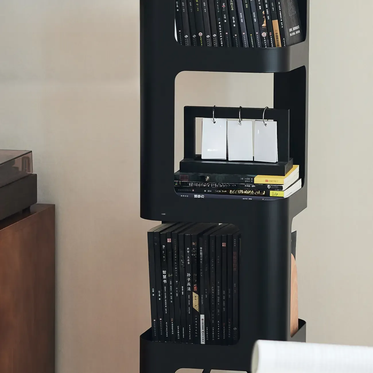 Spatial Art Decorative Black Metal Corner Bookcase Image - 15