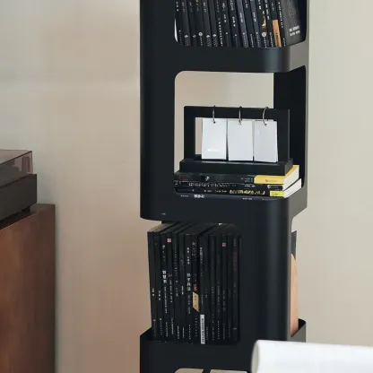 Spatial Art Decorative Black Metal Corner Bookcase Image - 15