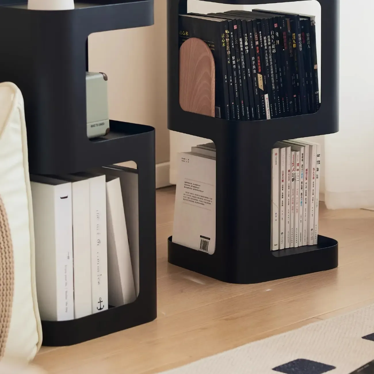 Spatial Art Decorative Black Metal Corner Bookcase Image - 19