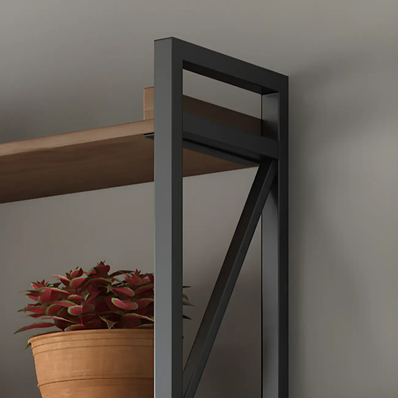 Rustic Brown Metal 6-shelf Open Bookcase with Cabinet Image - 7