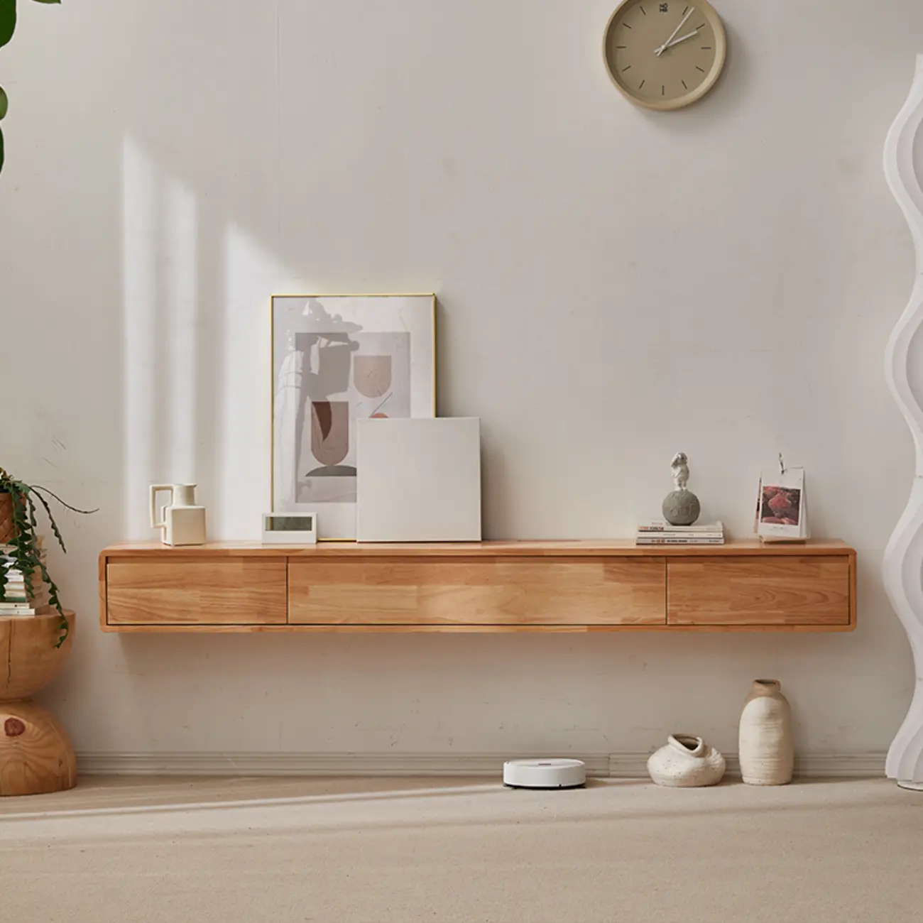 Modern Wooden Wall-mounted TV Stand for Living Room Image - 1 | homeyfad