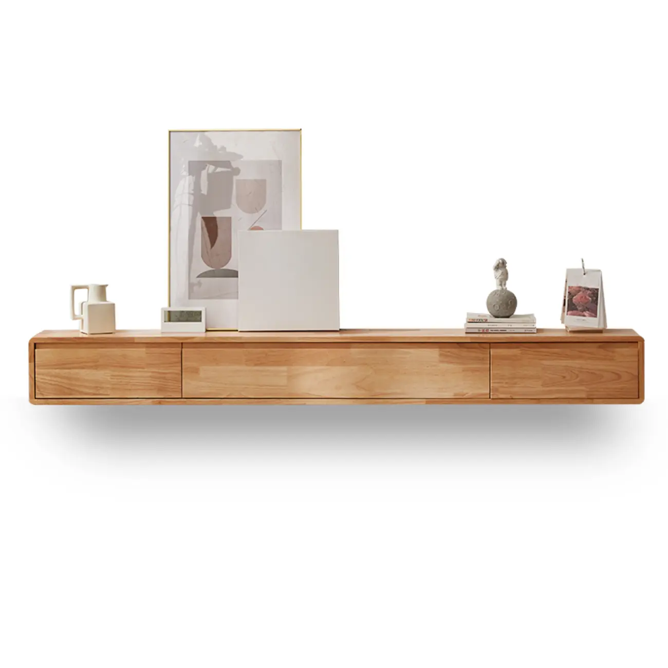 Modern Wooden Wall-mounted TV Stand for Living Room Image - 2 | homeyfad