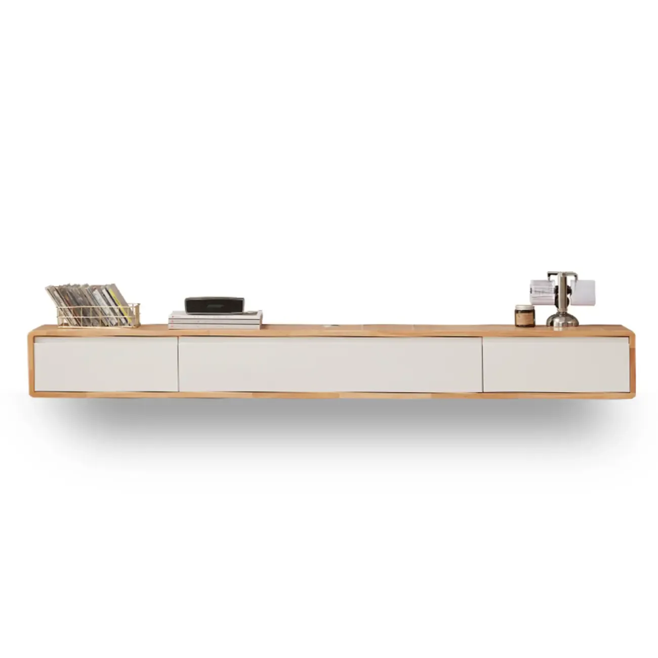 Modern Wooden Wall-mounted TV Stand for Living Room Image - 5