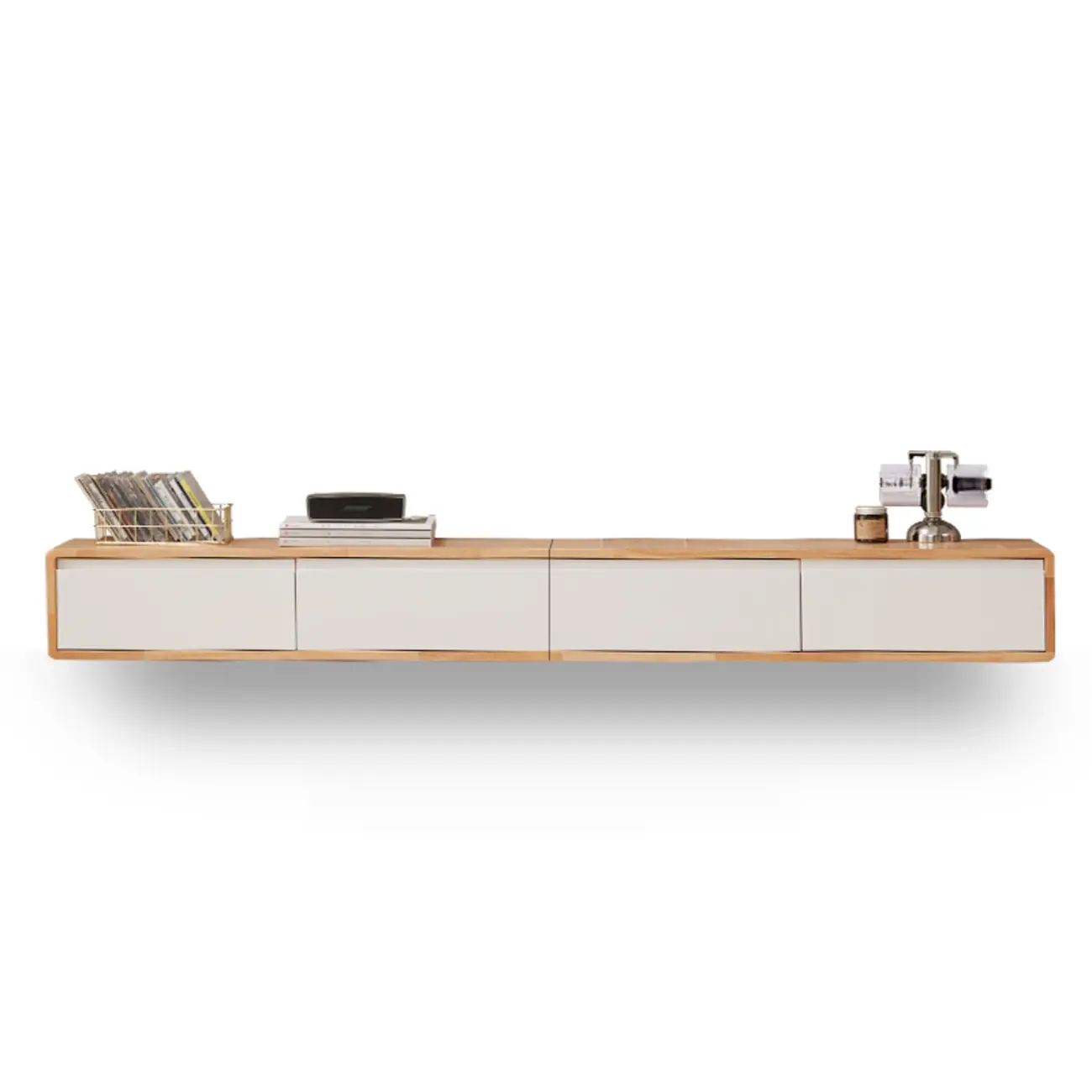 Modern Wooden Wall-mounted TV Stand for Living Room Image - 7 | homeyfad