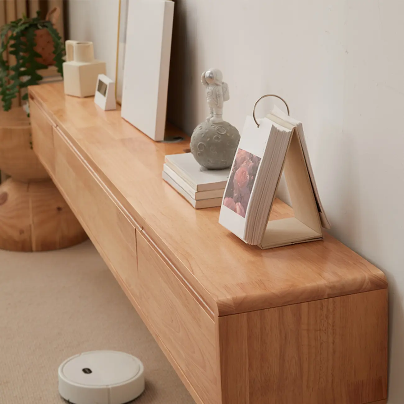 Modern Wooden Wall-mounted TV Stand for Living Room Image - 10 | homeyfad