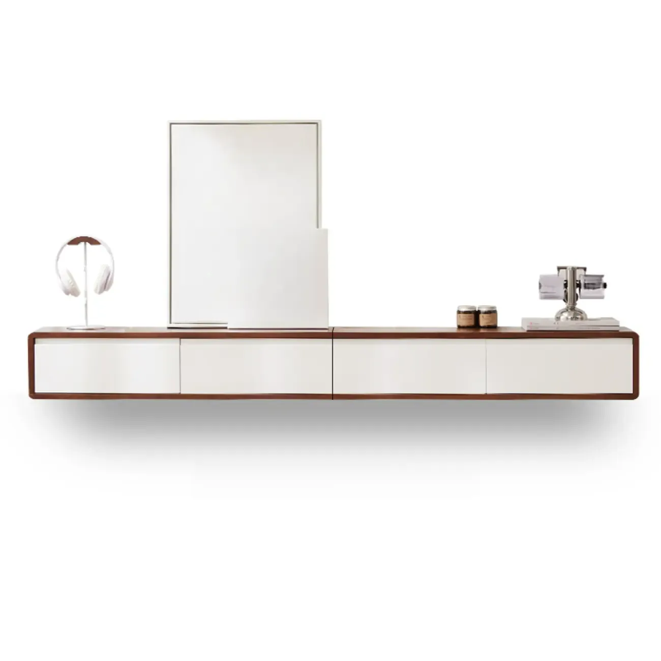 Modern Wooden Wall-mounted TV Stand for Living Room Image - 16