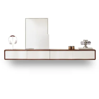 Modern Wooden Wall-mounted TV Stand for Living Room Image - 16