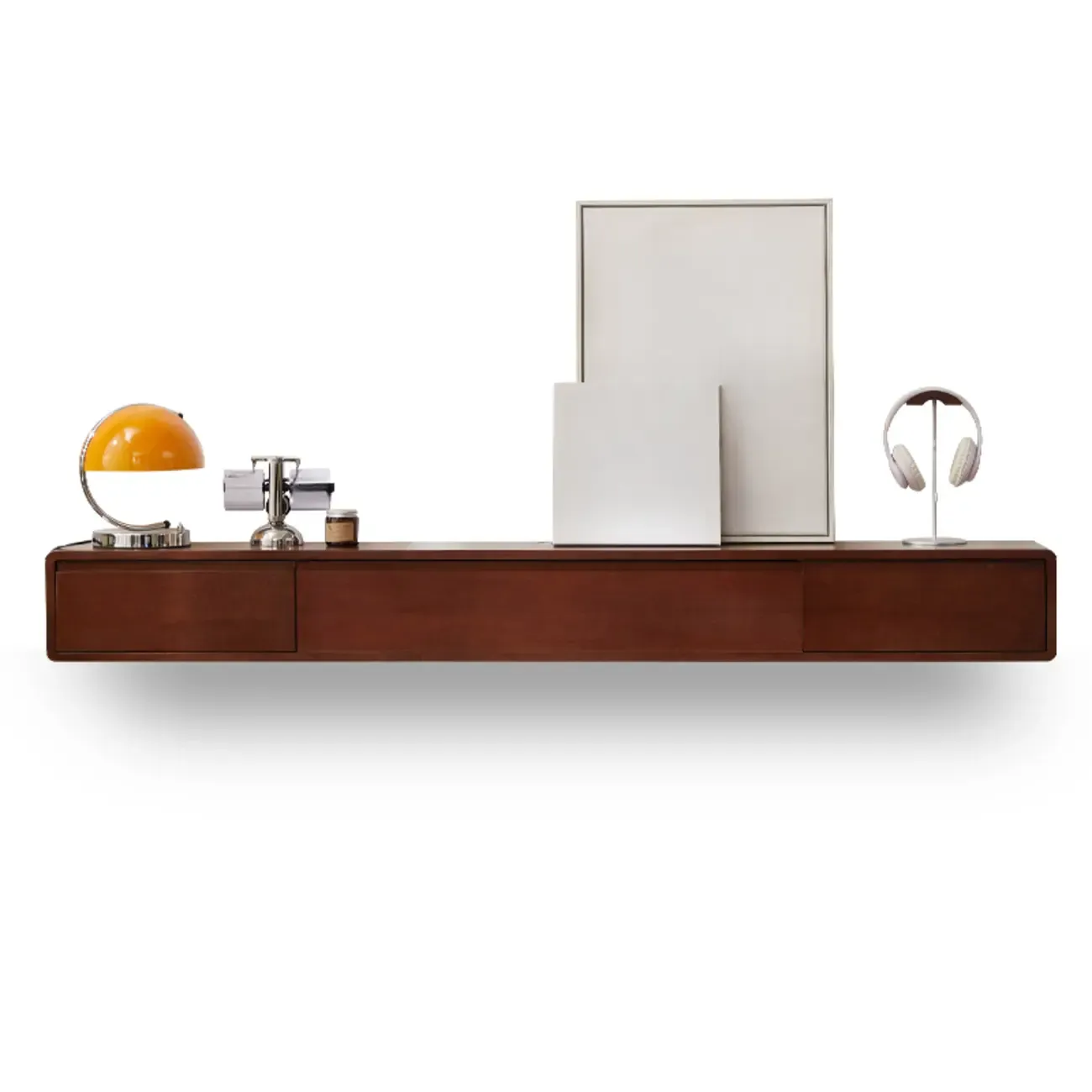 Modern Wooden Wall-mounted TV Stand for Living Room Image - 18