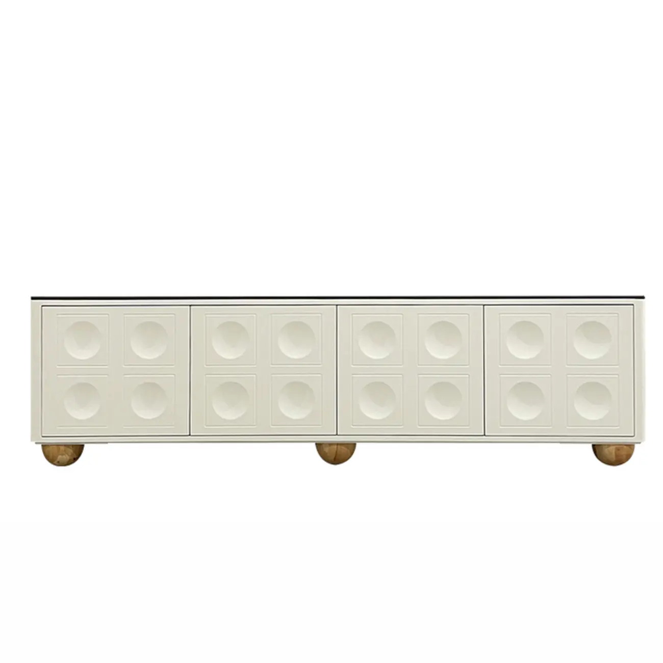 Elegant Stone Rectangular TV Stand with Shelves for Living Room Image - 6 | homeyfad