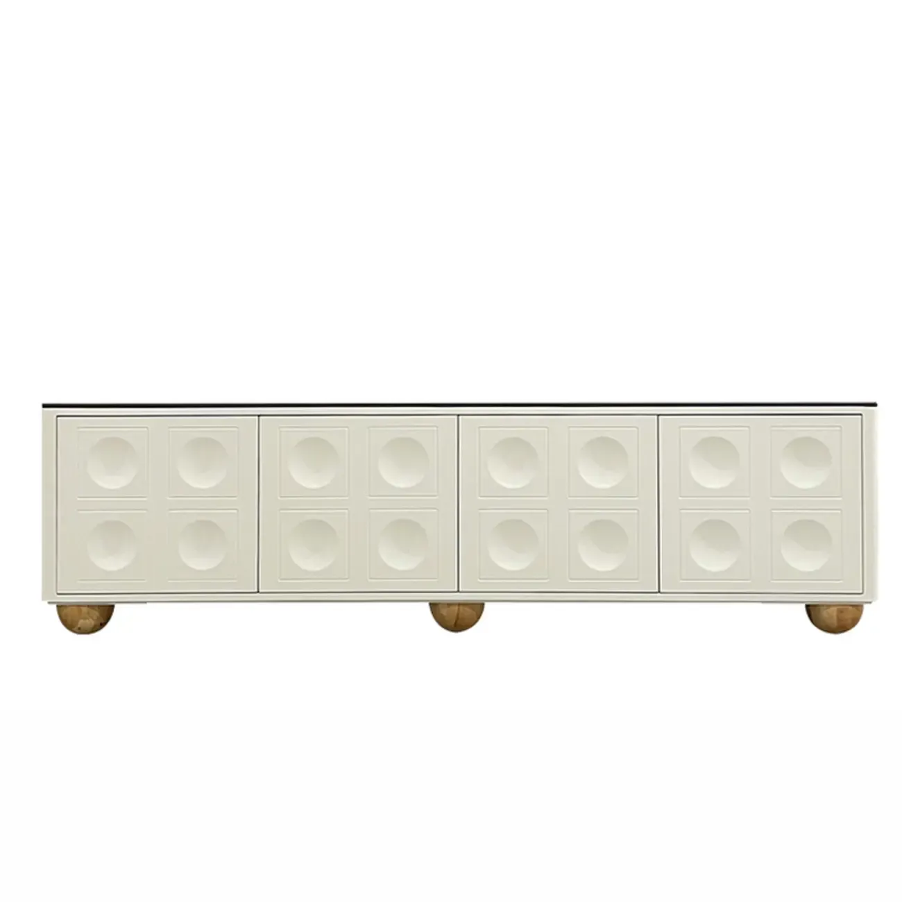 Elegant Stone Rectangular TV Stand with Shelves for Living Room Image - 6