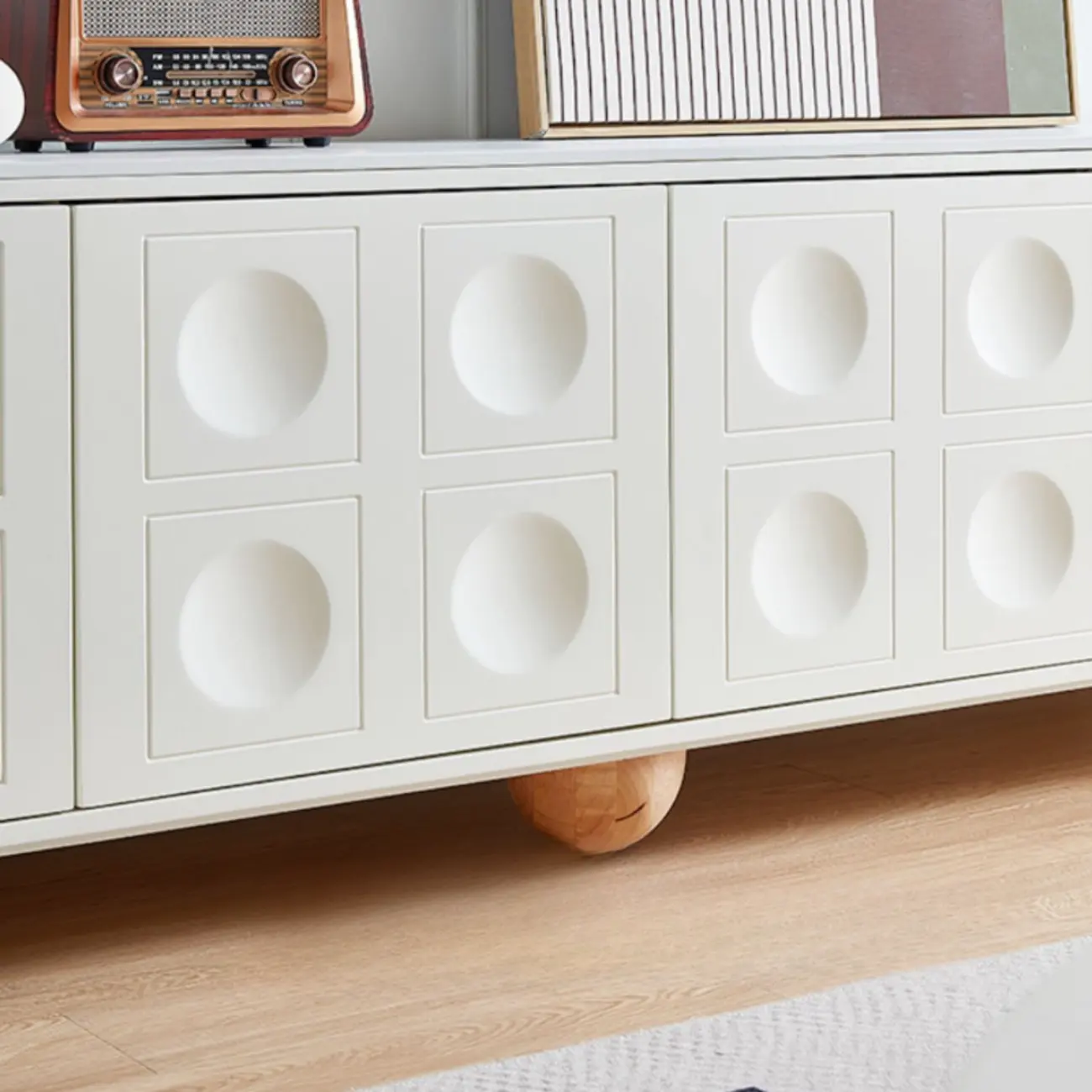 Elegant Stone Rectangular TV Stand with Shelves for Living Room Image - 9 | homeyfad