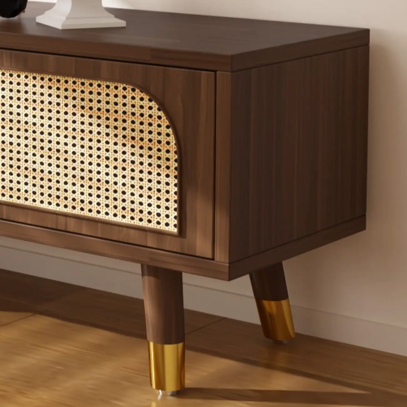 Retro Wooden TV Stand with Storage Cabinets and Shelves Image - 10 | homeyfad