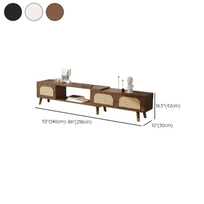 Retro Wooden TV Stand with Storage Cabinets and Shelves #size