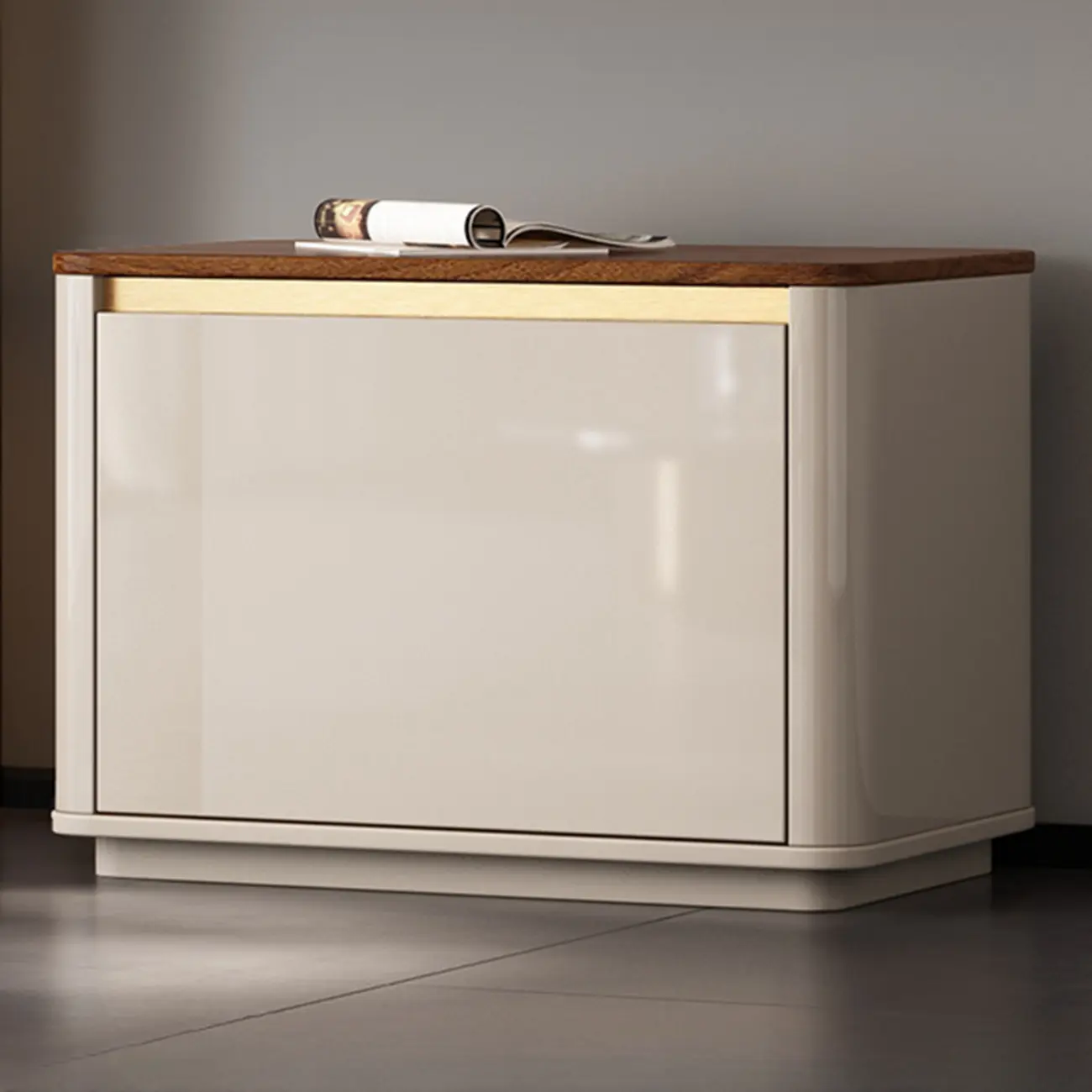 Luminous Low Wood Shoe Storage Bench for Entryway Image - 9 | homeyfad