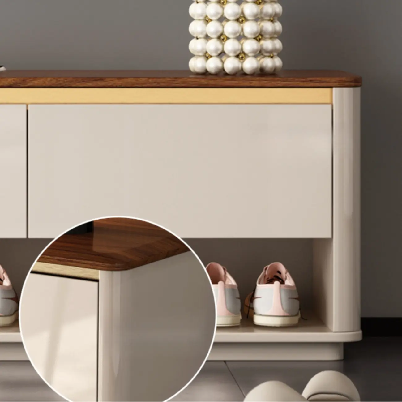 Luminous Low Wood Shoe Storage Bench for Entryway Image - 12 | homeyfad