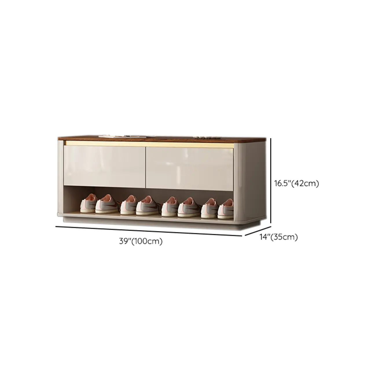 Luminous Low Wood Shoe Storage Bench for Entryway Image - 23 | homeyfad