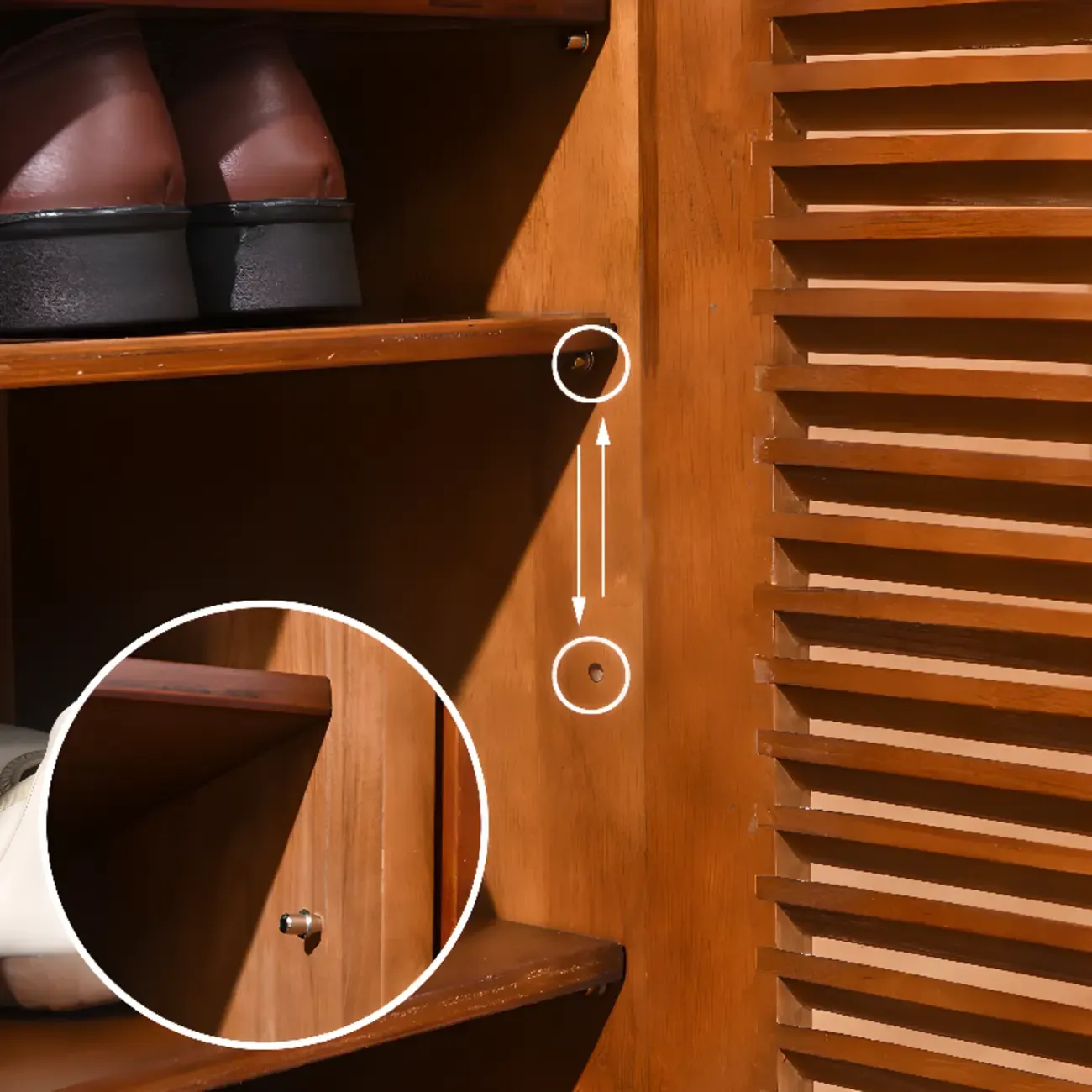 Nordic Tall Beige Solid Wood Shoe Cabinet for Entryway Image - 20