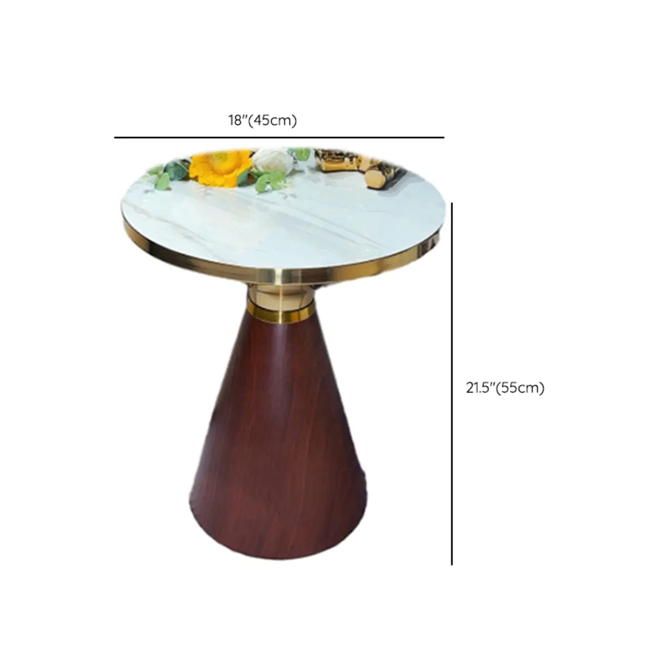 Walnut Steel Round End Table with Abstract Base Image - 14 | homeyfad