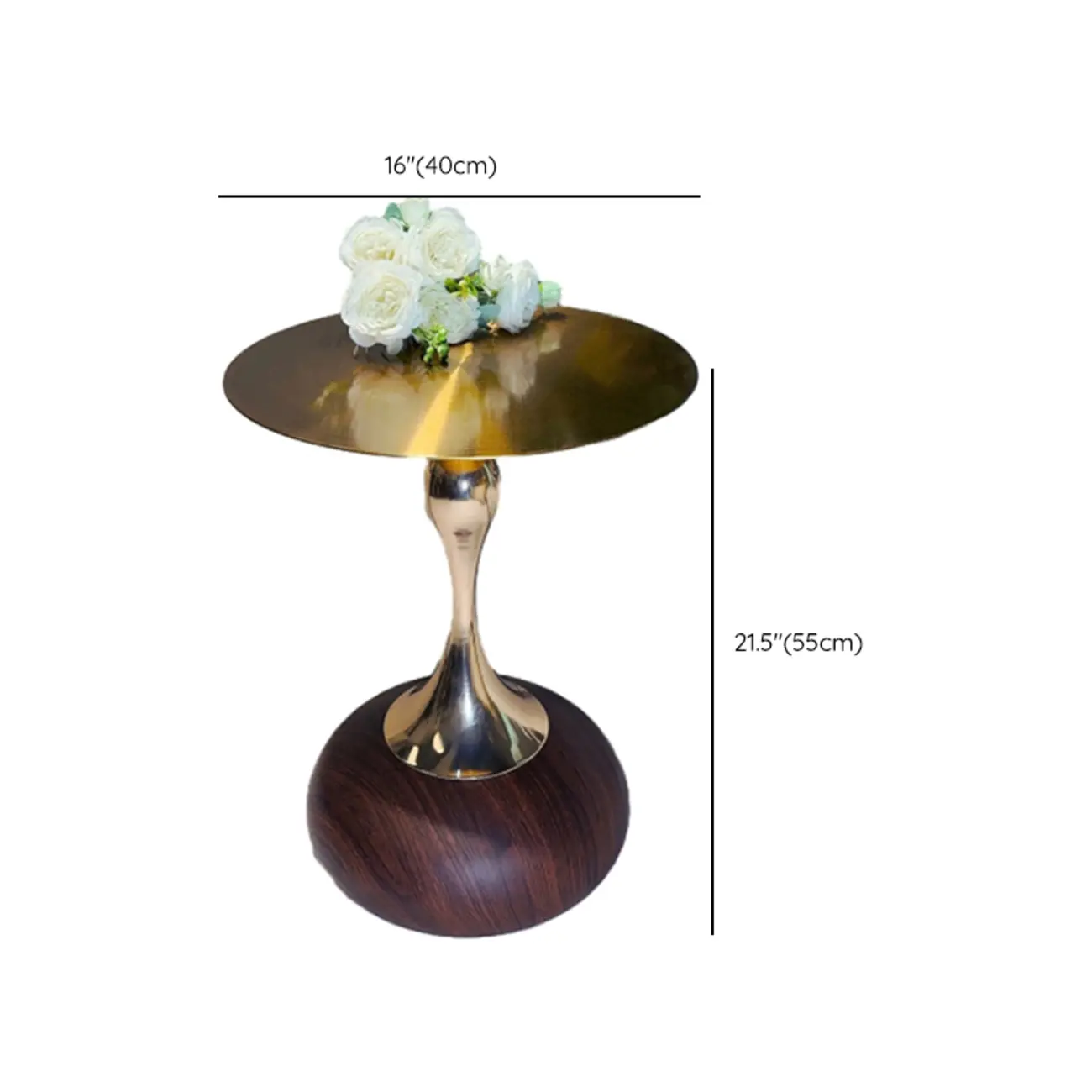 Walnut Steel Round End Table with Abstract Base Image - 15 | homeyfad