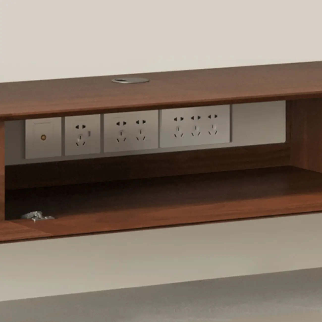 Walnut-Black Wood Drawers Floating Mount TV Stand Wall-Mounted Image - 6 | homeyfad