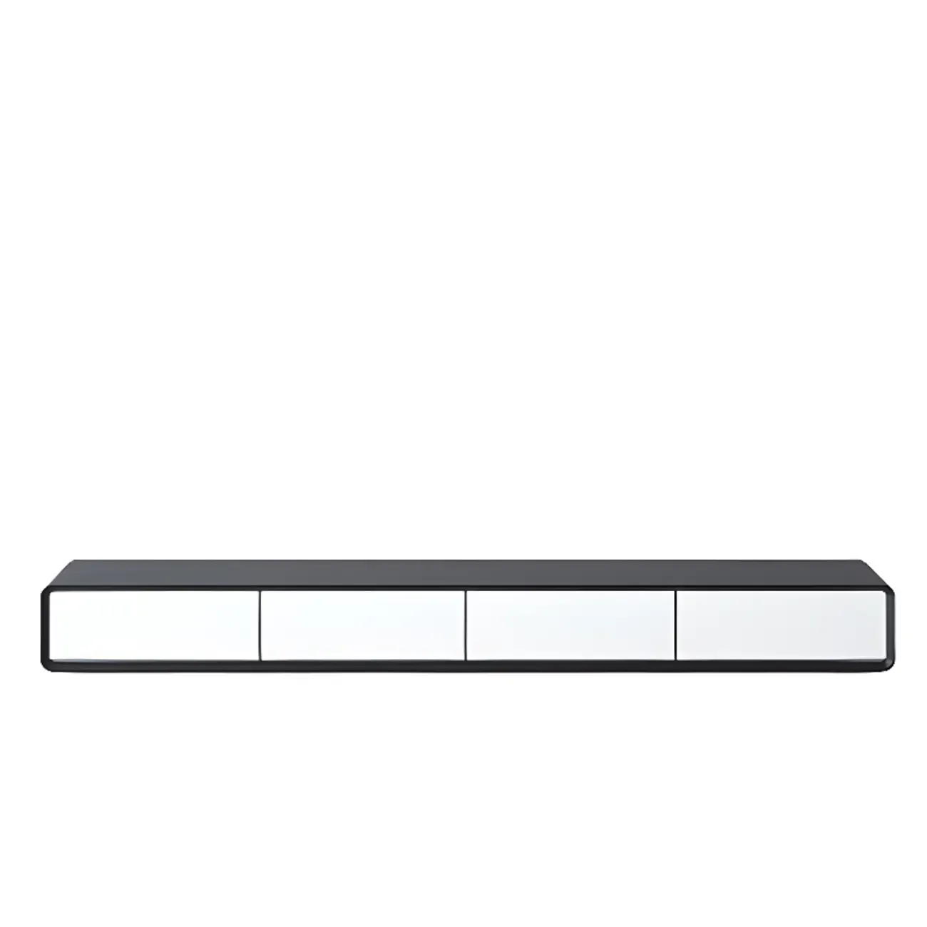 Walnut-Black Wood Drawers Floating Mount TV Stand Wall-Mounted Image - 15