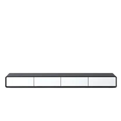 Walnut-Black Wood Drawers Floating Mount TV Stand Wall-Mounted Image - 15