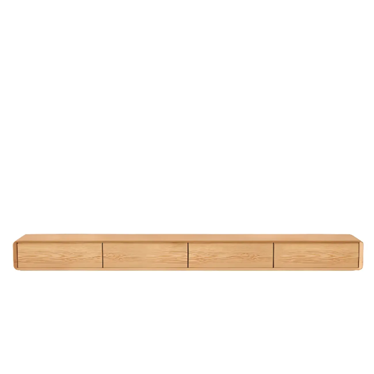 Walnut-Black Wood Drawers Floating Mount TV Stand Wall-Mounted Image - 20