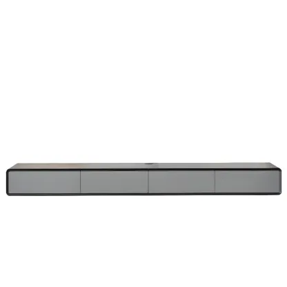 Walnut-Black Wood Drawers Floating Mount TV Stand Wall-Mounted Image - 21