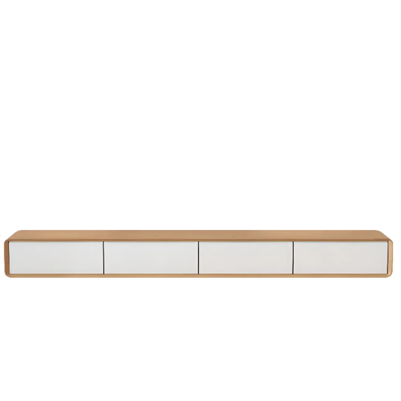 Walnut-Black Wood Drawers Floating Mount TV Stand Wall-Mounted Image - 31