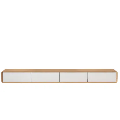 Walnut-Black Wood Drawers Floating Mount TV Stand Wall-Mounted Image - 31