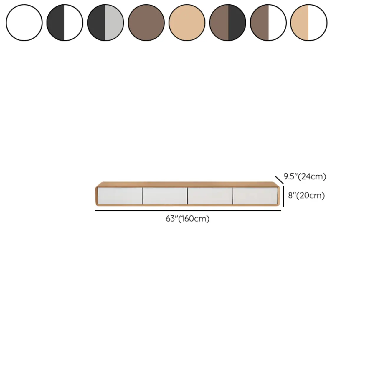 Walnut-Black Wood Drawers Floating Mount TV Stand Wall-Mounted #size | homeyfad