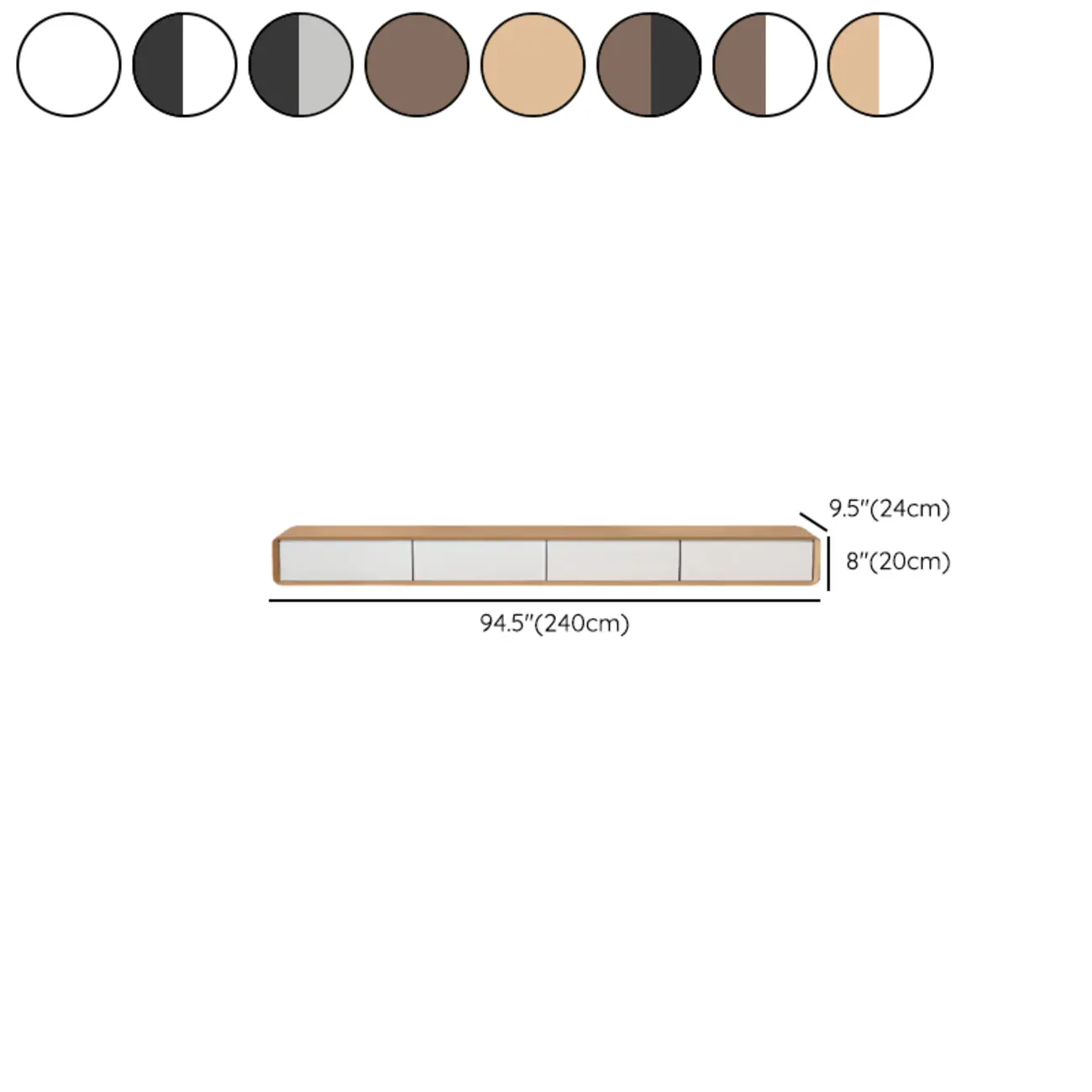 Walnut-Black Wood Drawers Floating Mount TV Stand Wall-Mounted Image - 35 | homeyfad