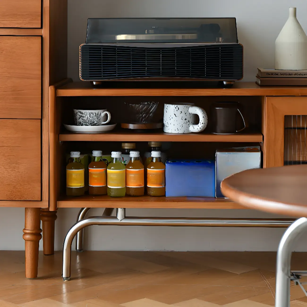 Traditional Wooden TV Stand with Flexible Storage for Living Room Image - 8