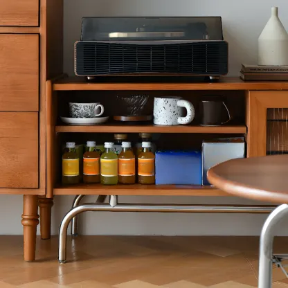 Traditional Wooden TV Stand with Flexible Storage for Living Room Image - 8