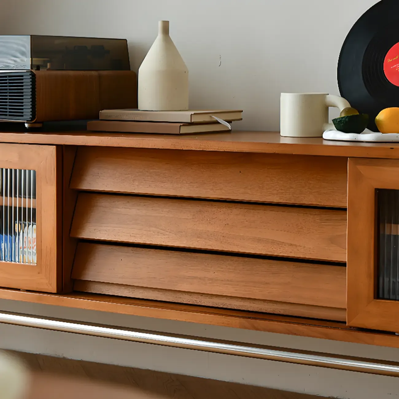 Traditional Wooden TV Stand with Flexible Storage for Living Room Image - 9