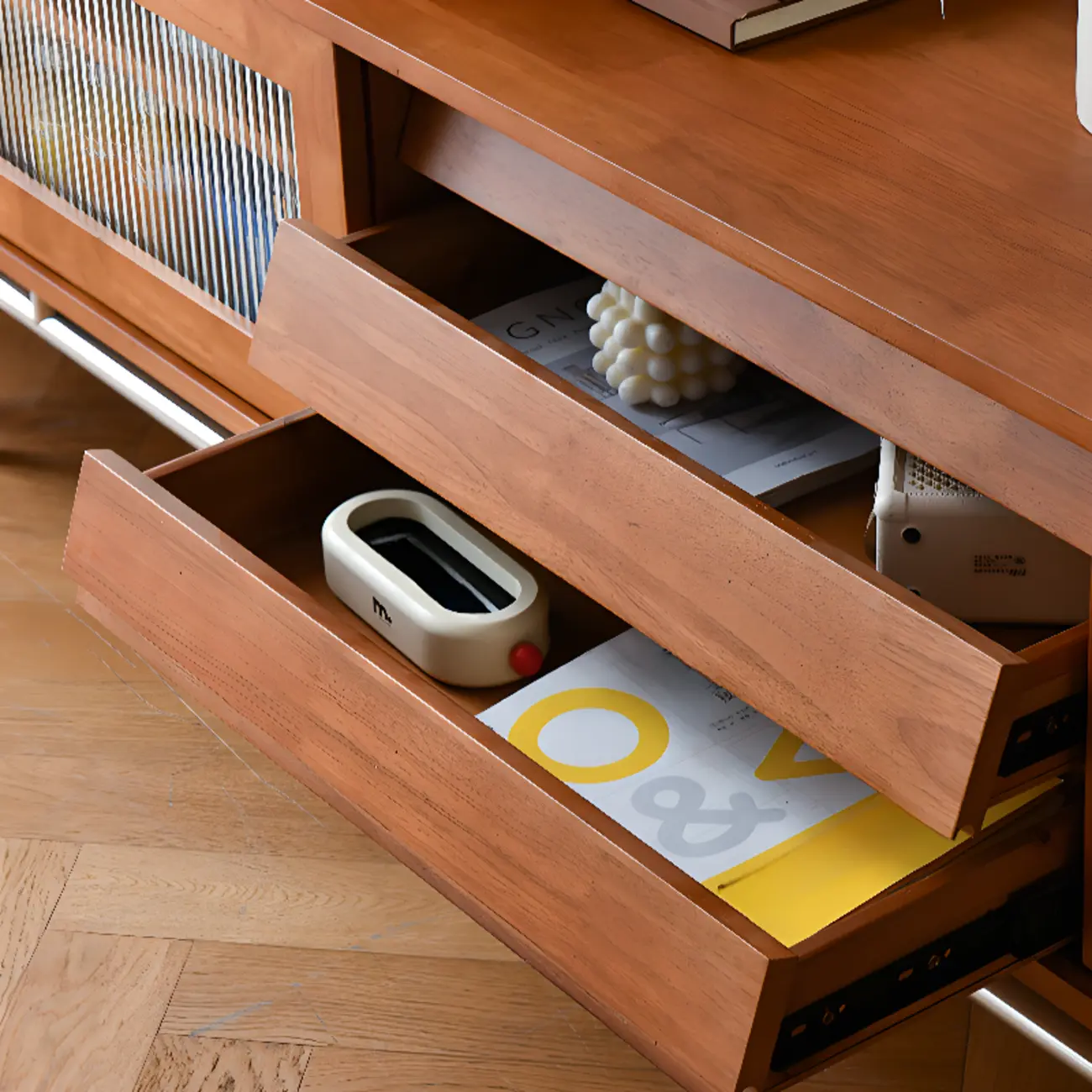 Traditional Wooden TV Stand with Flexible Storage for Living Room Image - 10 | homeyfad