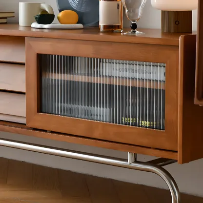 Traditional Wooden TV Stand with Flexible Storage for Living Room Image - 11