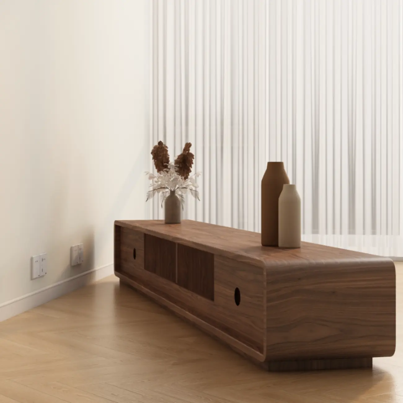 Mid-Century Brown Wooden TV Stand for Living Room Image - 6 | homeyfad