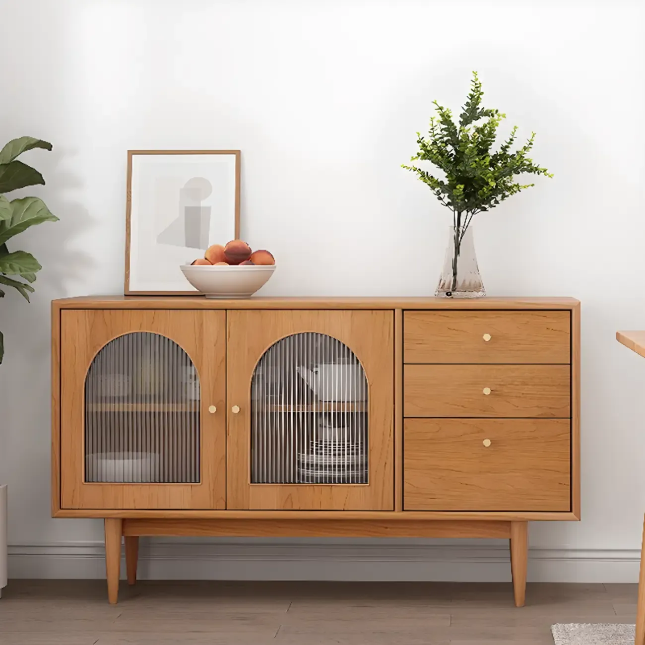 Modern Horizonal Nut-brown Wood Storage Buffet Sideboard Image - 1