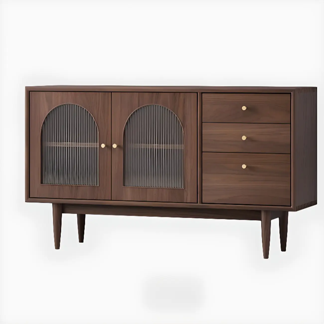 Modern Horizonal Nut-brown Wood Storage Buffet Sideboard Image - 2 | homeyfad