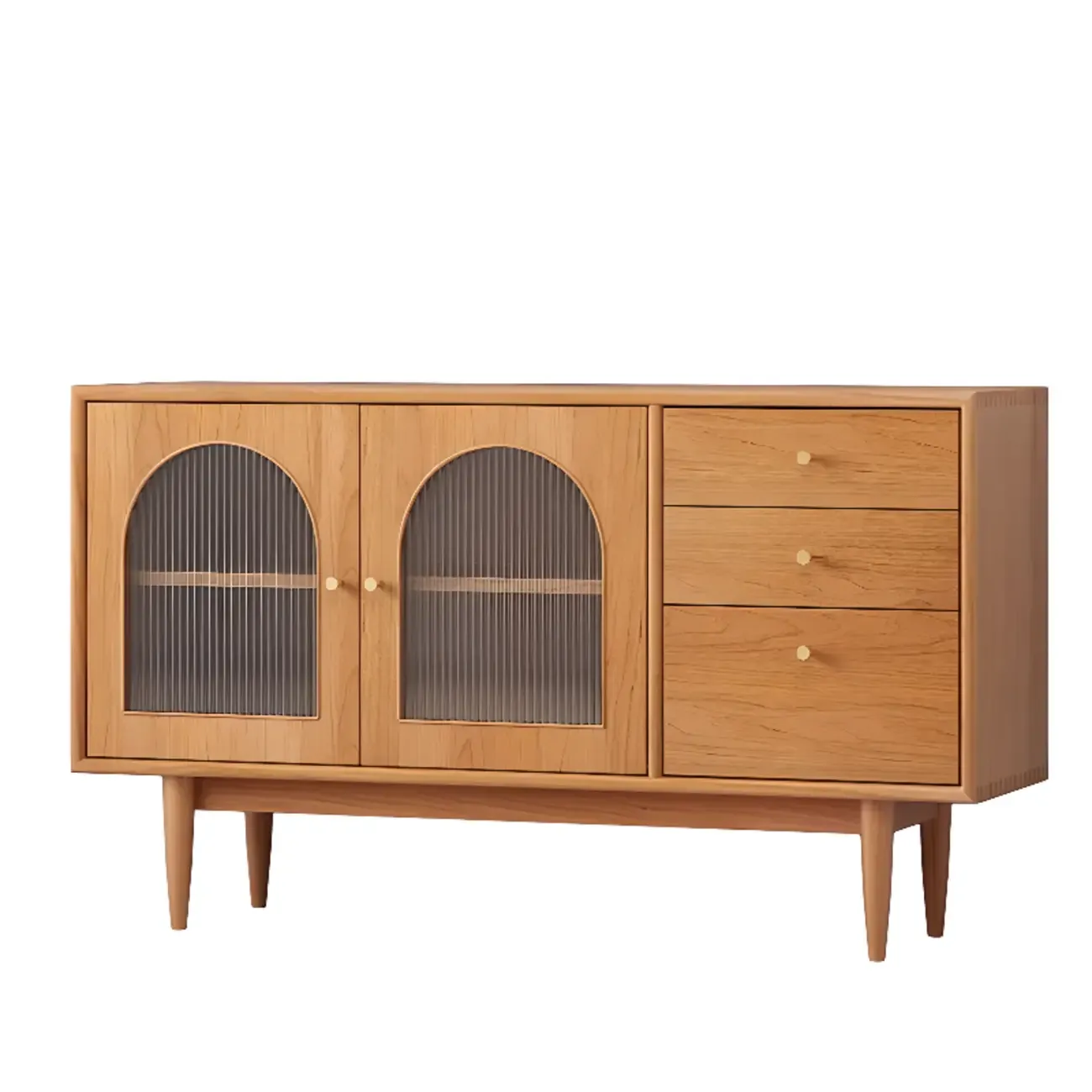 Modern Horizonal Nut-brown Wood Storage Buffet Sideboard Image - 3