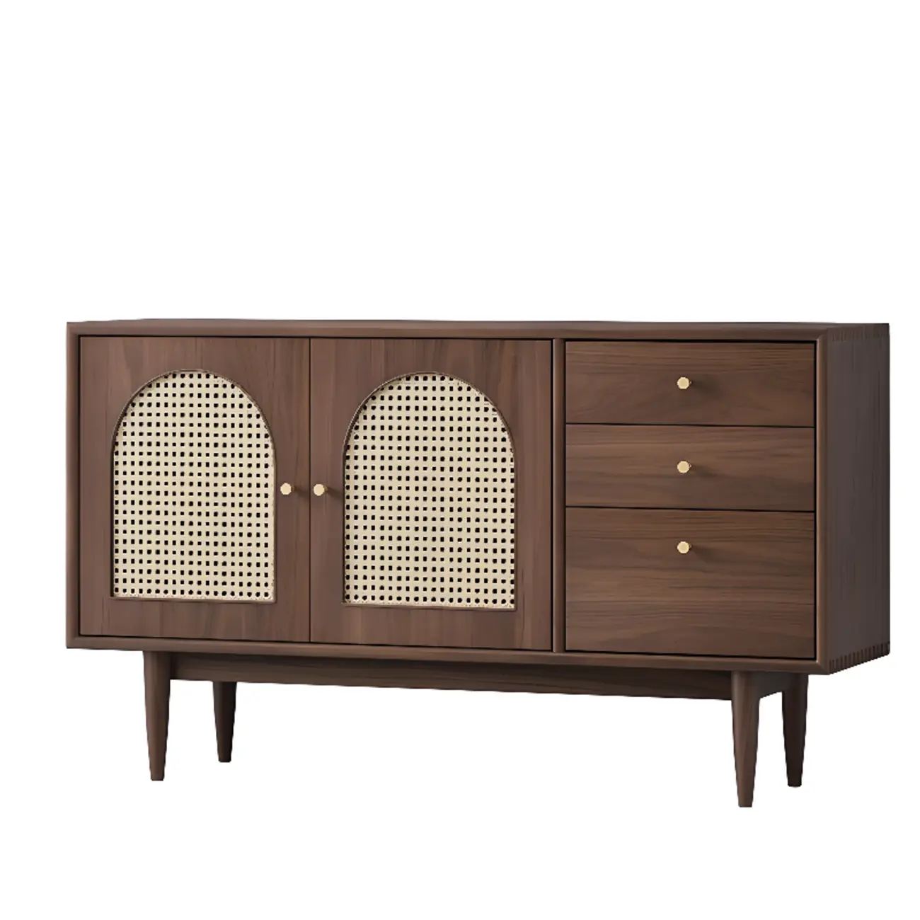 Modern Horizonal Nut-brown Wood Storage Buffet Sideboard Image - 5 | homeyfad