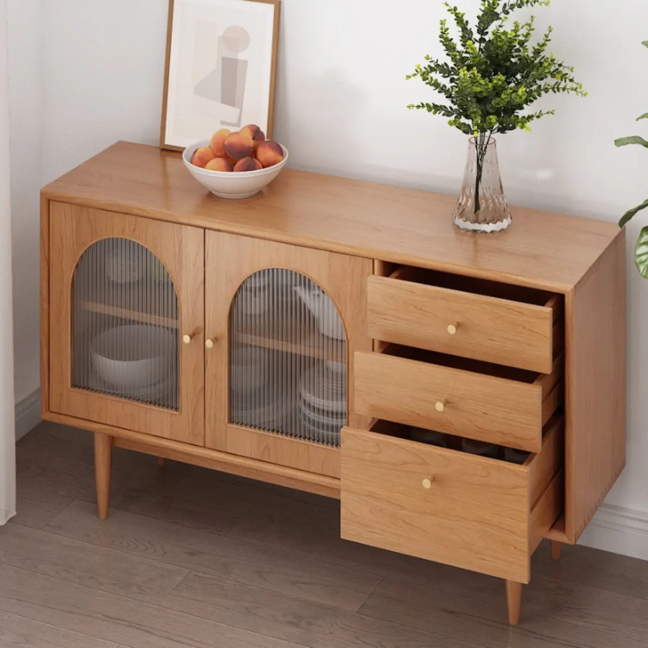 Modern Horizonal Nut-brown Wood Storage Buffet Sideboard Image - 8 | homeyfad