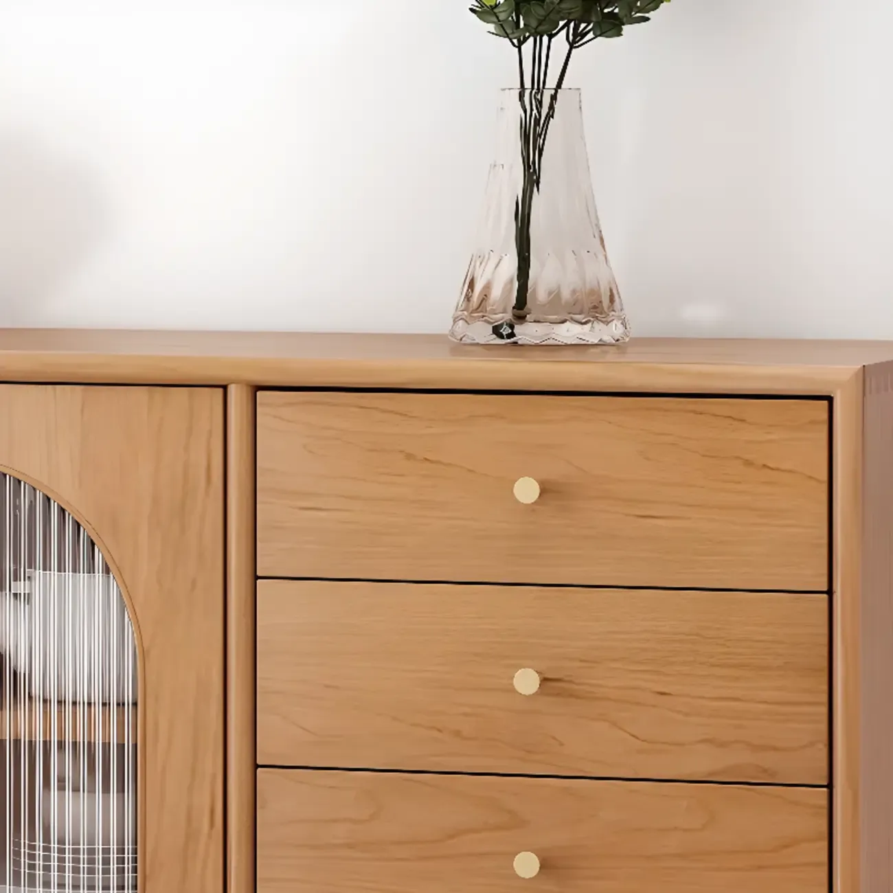 Modern Horizonal Nut-brown Wood Storage Buffet Sideboard Image - 9