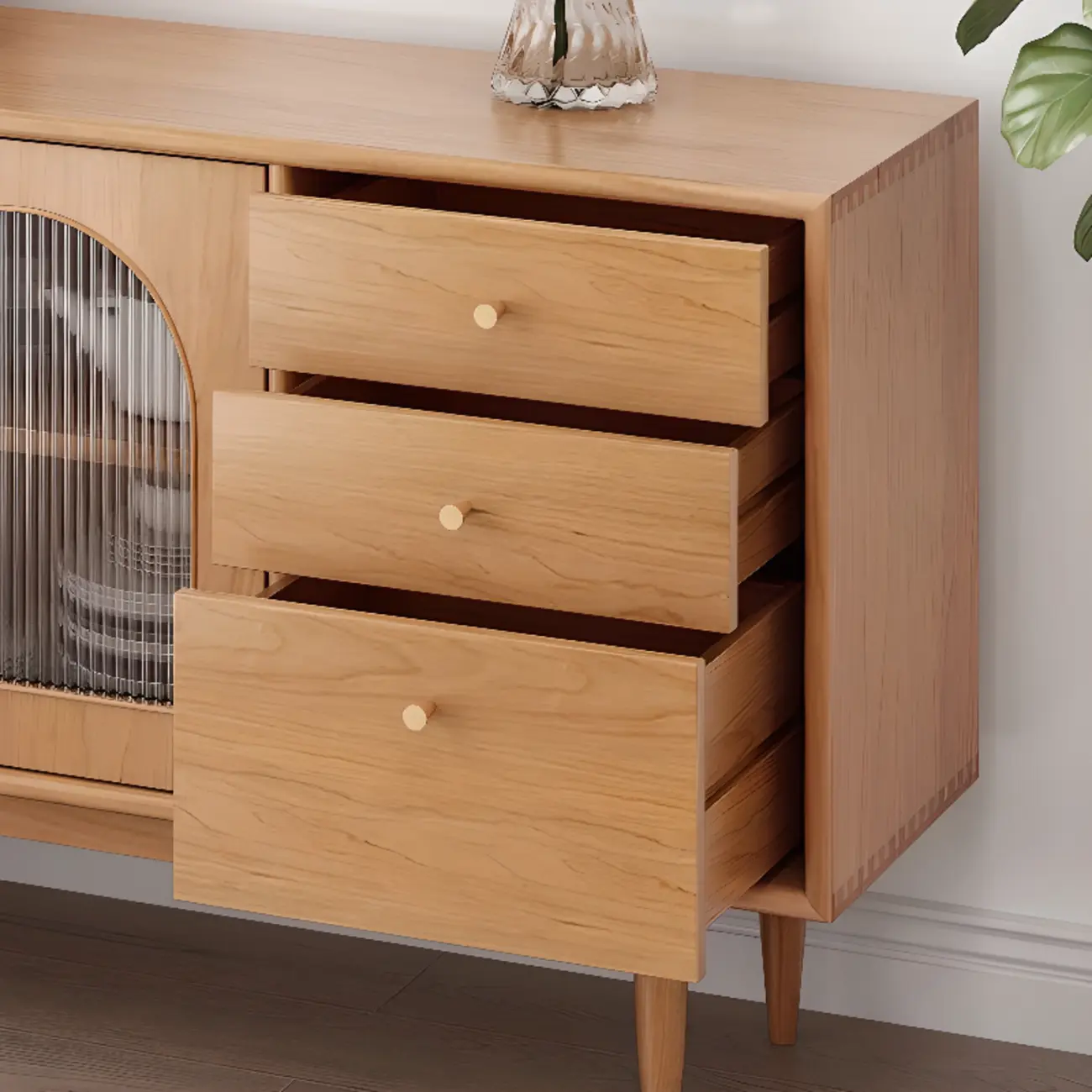 Modern Horizonal Nut-brown Wood Storage Buffet Sideboard Image - 13 | homeyfad