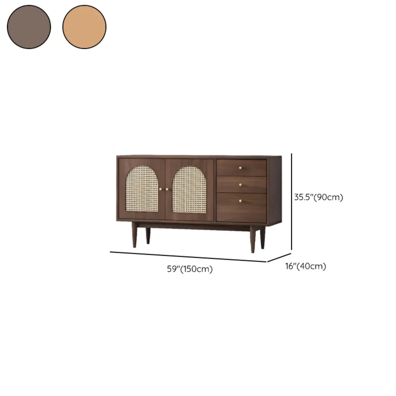 Modern Horizonal Nut-brown Wood Storage Buffet Sideboard Image - 18