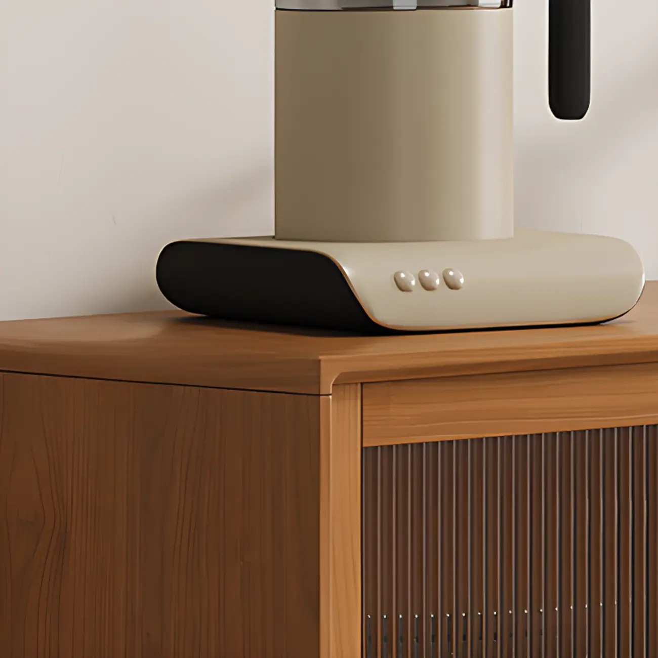 Scandinavian Natural Wood Display Accent Cabinet Sliding Doors Image - 10 | homeyfad