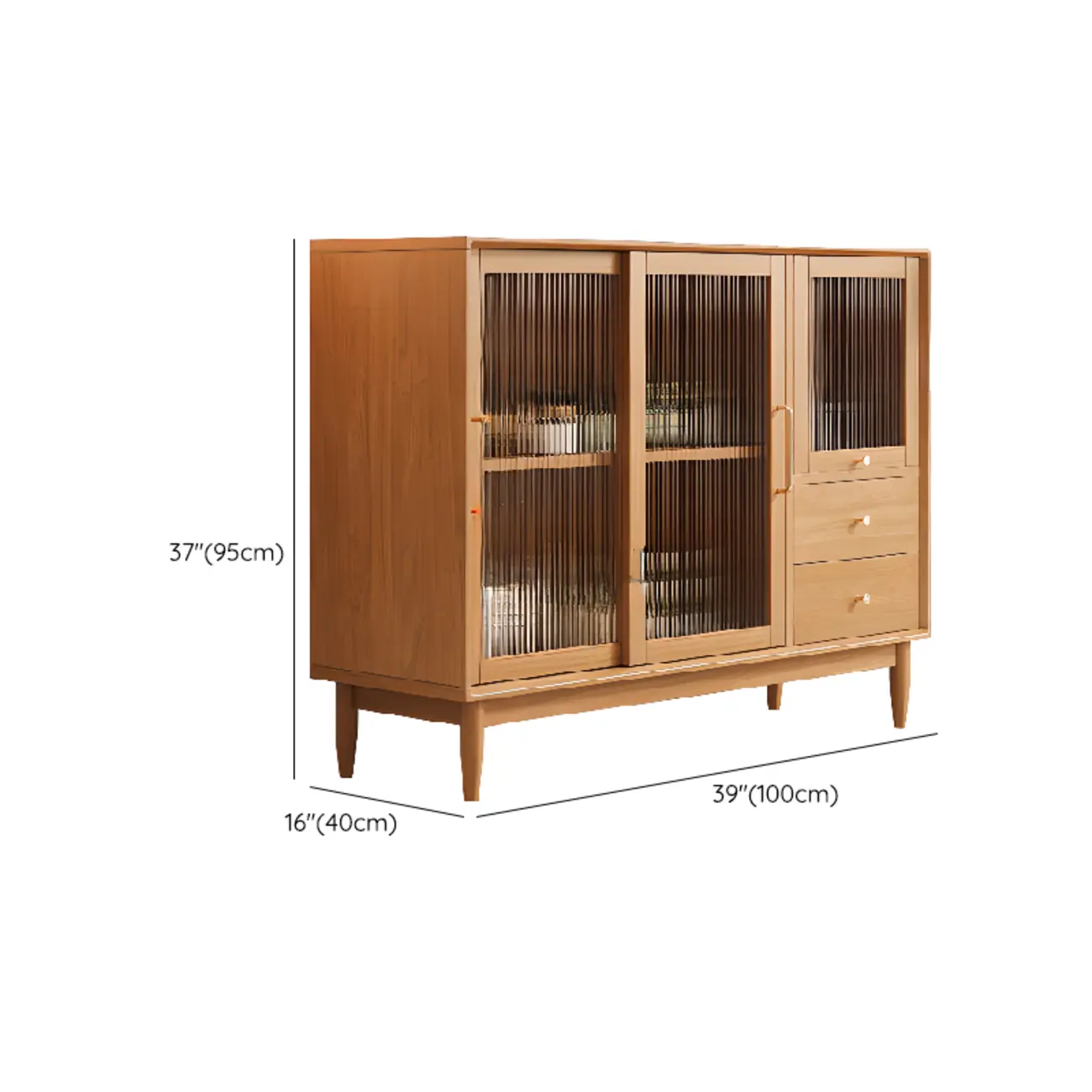 Scandinavian Natural Wood Display Accent Cabinet Sliding Doors #size | homeyfad